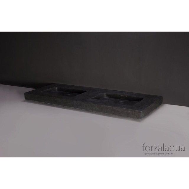 Forzalaqua Napoli wastafel 160x60x9cm Rechthoek 0 kraangaten 2 wasbakken Natuursteen Hardsteen gezoet 100043